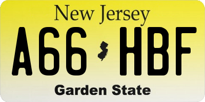 NJ license plate A66HBF