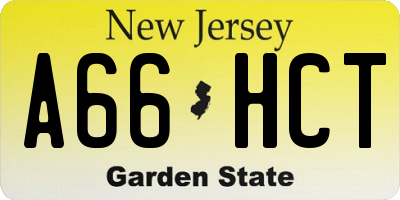 NJ license plate A66HCT