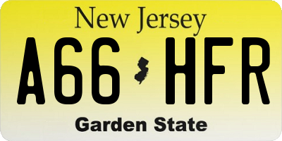 NJ license plate A66HFR