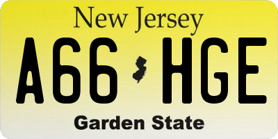 NJ license plate A66HGE