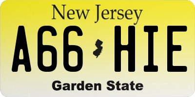 NJ license plate A66HIE