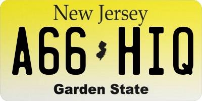 NJ license plate A66HIQ
