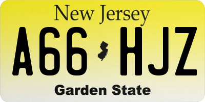 NJ license plate A66HJZ