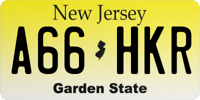 NJ license plate A66HKR