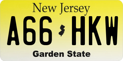 NJ license plate A66HKW