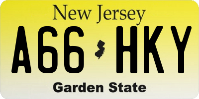 NJ license plate A66HKY
