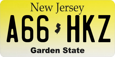 NJ license plate A66HKZ