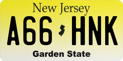 NJ license plate A66HNK