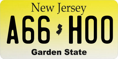 NJ license plate A66HOO
