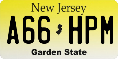 NJ license plate A66HPM