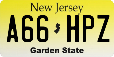 NJ license plate A66HPZ
