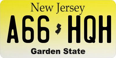 NJ license plate A66HQH