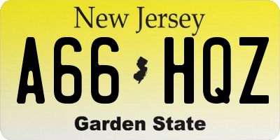 NJ license plate A66HQZ