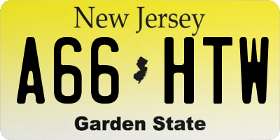 NJ license plate A66HTW