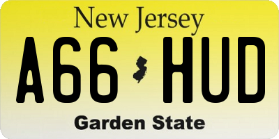 NJ license plate A66HUD