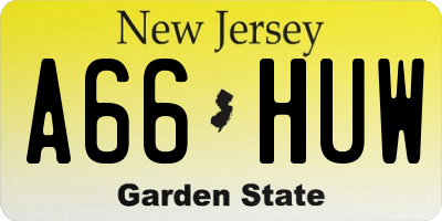 NJ license plate A66HUW