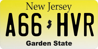 NJ license plate A66HVR