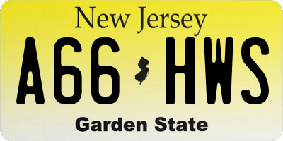 NJ license plate A66HWS