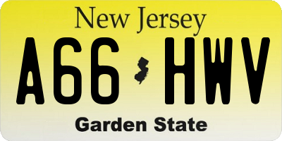 NJ license plate A66HWV