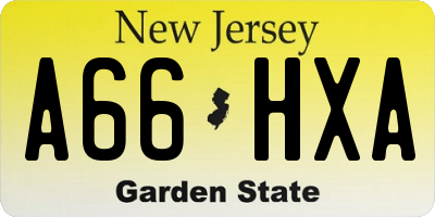 NJ license plate A66HXA