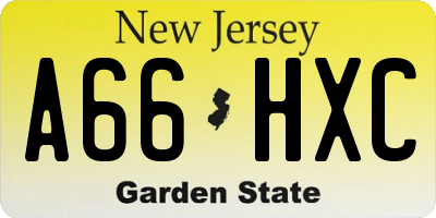 NJ license plate A66HXC