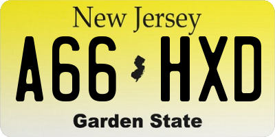 NJ license plate A66HXD