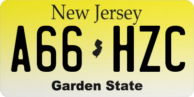 NJ license plate A66HZC