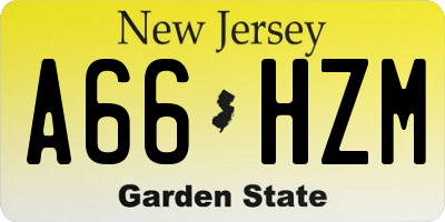 NJ license plate A66HZM