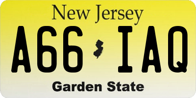 NJ license plate A66IAQ