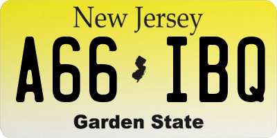 NJ license plate A66IBQ