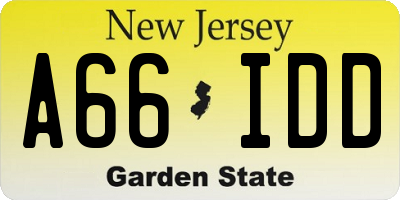 NJ license plate A66IDD