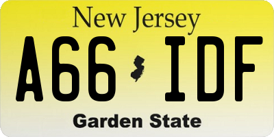 NJ license plate A66IDF