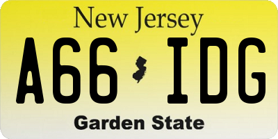 NJ license plate A66IDG