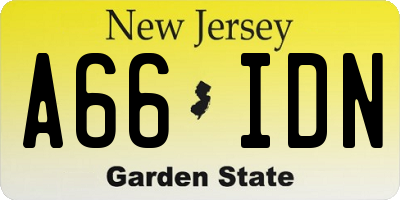 NJ license plate A66IDN