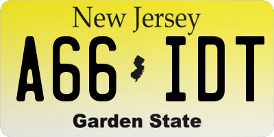NJ license plate A66IDT