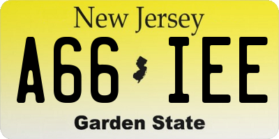 NJ license plate A66IEE