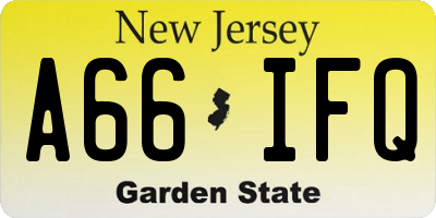 NJ license plate A66IFQ