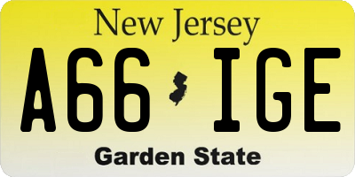 NJ license plate A66IGE