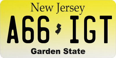 NJ license plate A66IGT