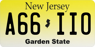NJ license plate A66IIO