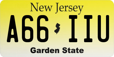 NJ license plate A66IIU