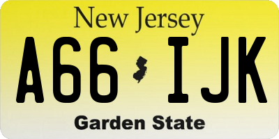 NJ license plate A66IJK