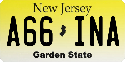 NJ license plate A66INA