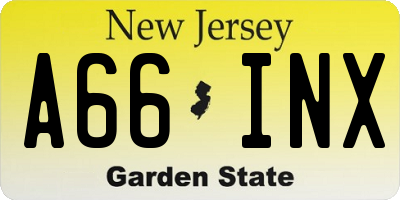 NJ license plate A66INX