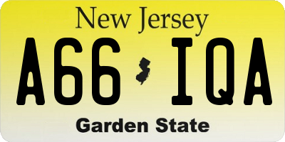 NJ license plate A66IQA