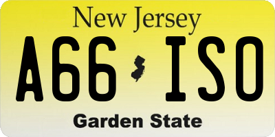 NJ license plate A66ISO