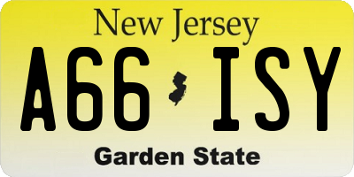 NJ license plate A66ISY