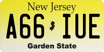 NJ license plate A66IUE