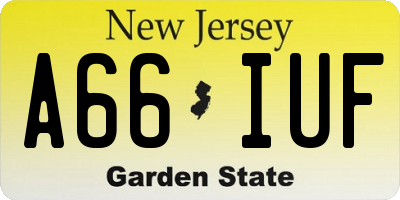 NJ license plate A66IUF