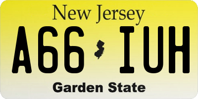 NJ license plate A66IUH